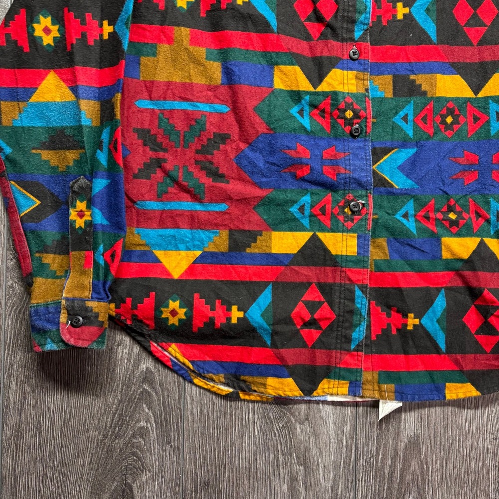 Vintage Woolrich Mens XL Southwestern Aztec Flannel Shirt Made USA Multi Color - Picture 3 of 9